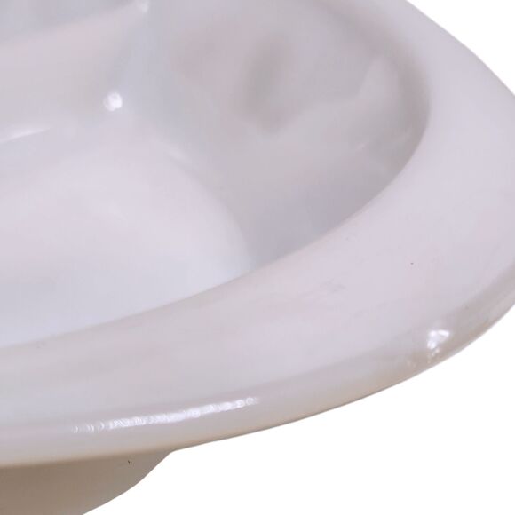 Vintage Glasbake Divided Casserole Serving Dish – White with Green Daisy Pattern - Picture 8 of 8